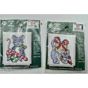 NeedleMagic Stitch N Hang Cross Stitch Ornament Kit 2pk Mouse Kitty 3345 3343